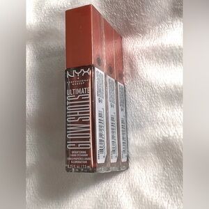 LOT of 3 NYX Ultimate Glow Shots Liquid shimmer Eyeshadow Clementine Fine NIB